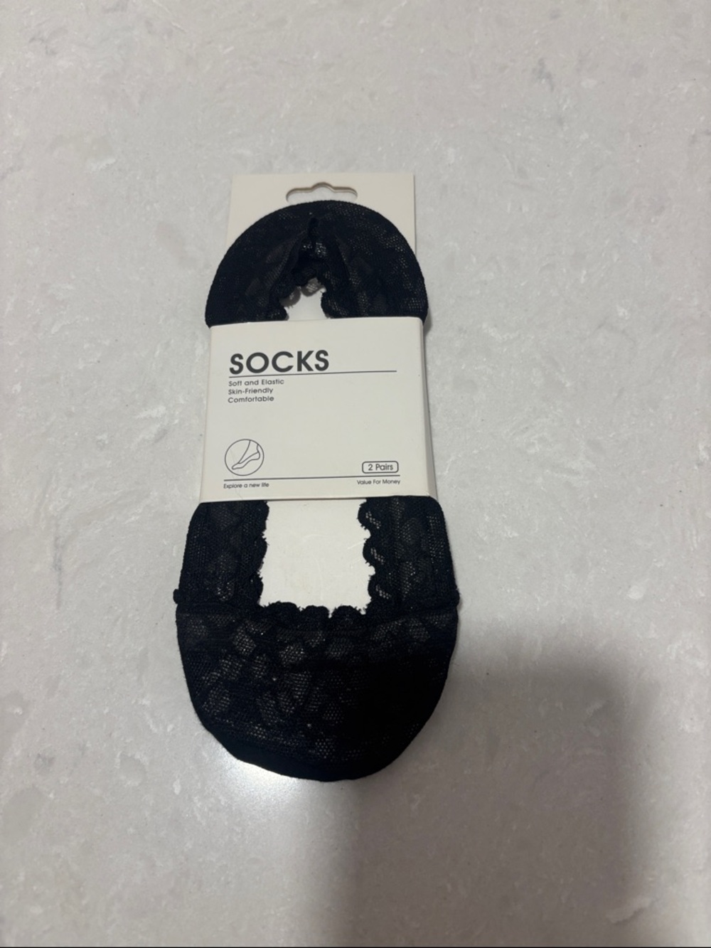 Black Lace No-Show Socks - 2 Pack